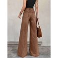thumbnail image 3 of Womens Coffee Brown High-Waisted Wide-Leg Denim Jeans, Casual Flare Pants, 3 of 30