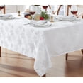thumbnail image 5 of Christmas Fancy White and Silver Metallic Snowflake 60 x 120 inch Rectangle Fabric Dining Tablecloth, 5 of 6