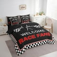 thumbnail image 3 of Feelyou Modern Automobile Teens Twin Bedding Sets 7-Piece, Black White Checkered Flag Bedding Comforter Set, Racing Car Reversible Sheet Sets, Luxury Bedroom Decor, 3 of 8