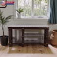 thumbnail image 2 of Hassch 3-Tier Bamboo Shoe Rack Bench with Boots Compartment, Multi-Functional Entryway Stool & Organizer, 35.43"L x 11.02"W x 17.72"H, Coffee, 2 of 7