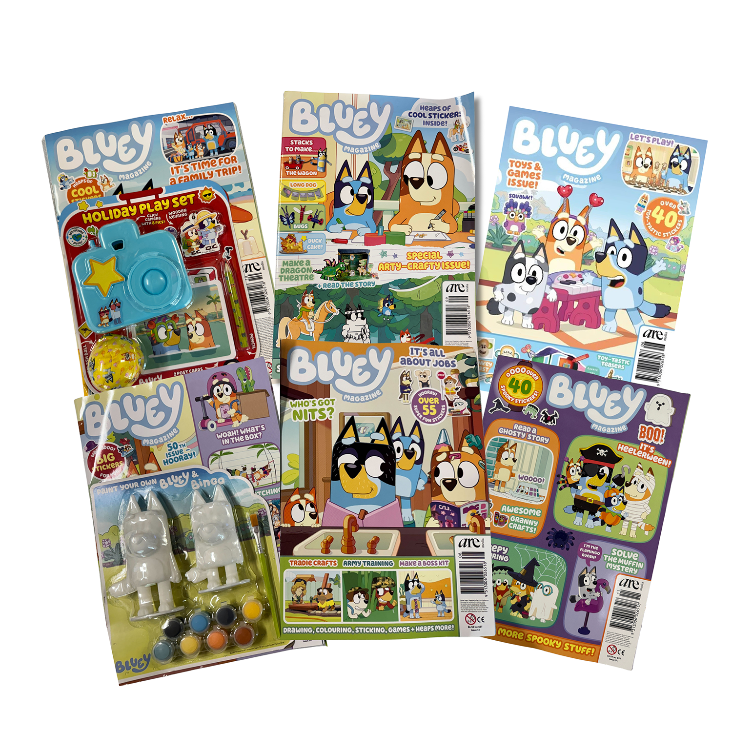Bluey Magazine 6-Pack Bundle for Kids with Reusable Stickers – Fun Activities & Games – Ages 3+