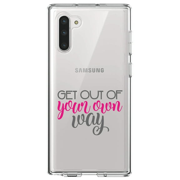 DistinctInk Clear Shockproof Hybrid Case for Samsung Galaxy Note 10 (6.3" Screen) - TPU Bumper Acrylic Back Tempered Glass Screen Protector - Get Out of Your Own Way