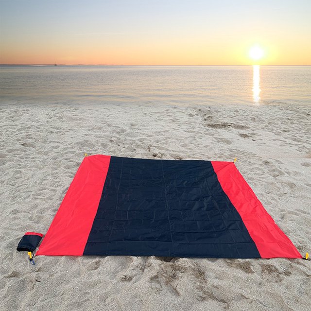 Manta de playa resistente a la arena, impermeable, portátil, para pícnic, viajes, camping, senderismo, ligera, esencial para la playa, para toda la familia, de nailon, color negro, 140 x 198 cm