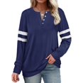 thumbnail image 1 of Womens Casual Sweatshirts Color Block Long Sleeve Sweaters Buttons Henley, 1 of 5