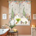 thumbnail image 6 of Easter Swag Valance Curtains Easter Gnomes Rabbits Tulip Flower Plants Retro Linen Rod Pocket Swag Curtains Small Window Treatments for Kitchen Bathroom Bedroom 28" W x 36" L, 2 Panels, 6 of 9