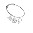 thumbnail image 2 of Delight Jewelry Silvertone Small Gelato Script Initial - P - Silvertone Let Things Go Tree Charm Bangle Bracelet, 2 of 4