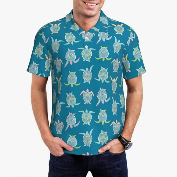 Saiise Polo de Golf Imprimé Tortue de Mer pour Hommes Évacuation de l'Humidité Séchage Rapide Performance pour Hommes-3TG