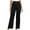 Black, variant on LLYwey Wide Leg Pants Women's Zippered Mid Waist Slightly Stretch Straight Slim Casual Trousers Casual Pants Female Long Pant Style H860 Green-1 L