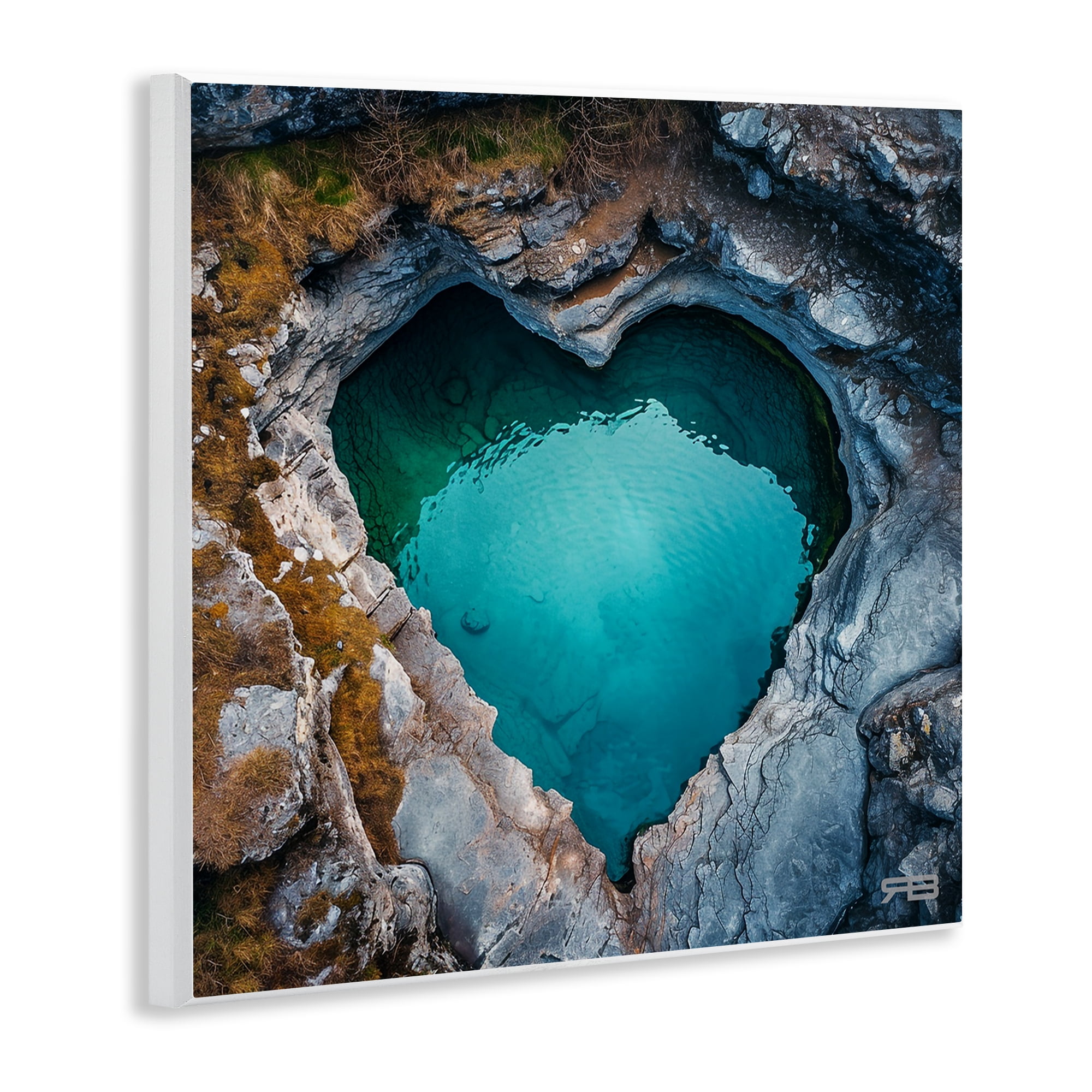 Stupell Industries Heart Shaped Natural Pool Landscape & Nature Painting Unframed Art Print Wall Art, 12 x 12