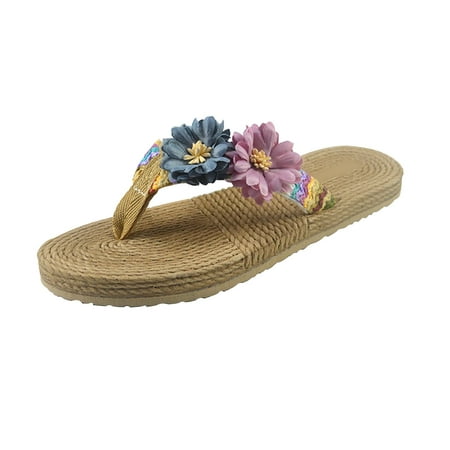 

House Slippers for Women Women Flowers Open Toe Slippers Shoes Comfy Sandals Casual Comfortable Beach Sandals