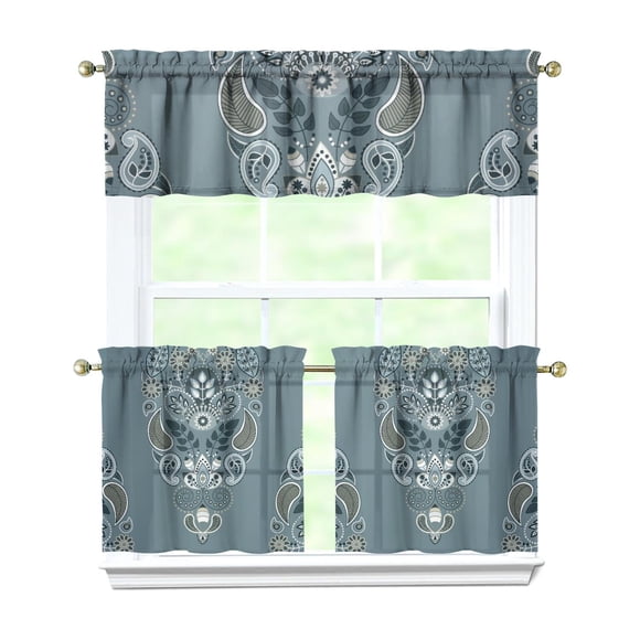 Vintage Paisley Blackout Curtains - 3-Piece Boho Room Darkening Drapes for Living Room & Bedroom