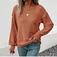 thumbnail image 4 of Giftesty Sweaters for Women Plus Size Women's Casual Fashion Long-Sleeve Round-Neck Solid Color Knitted Lantern Sleeve Sweater Tops, 4 of 5