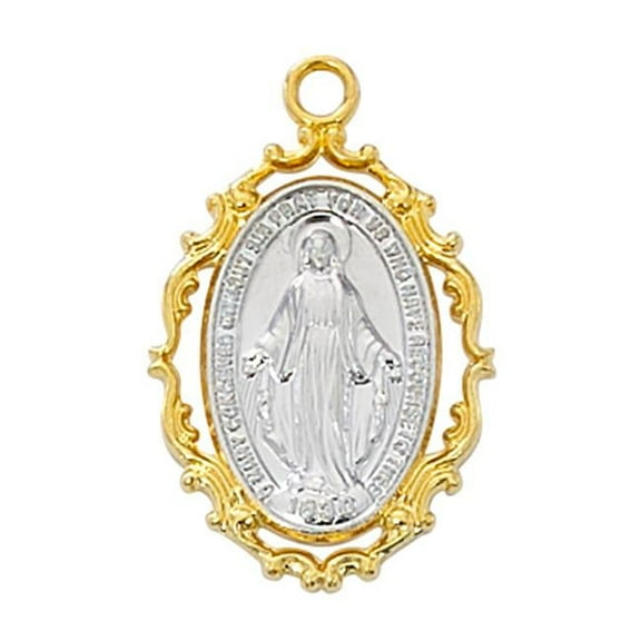 McVan J777 0.75 x 0.63 x 0.6 in. Two-Tone Sterling Silver Miraculous Medal