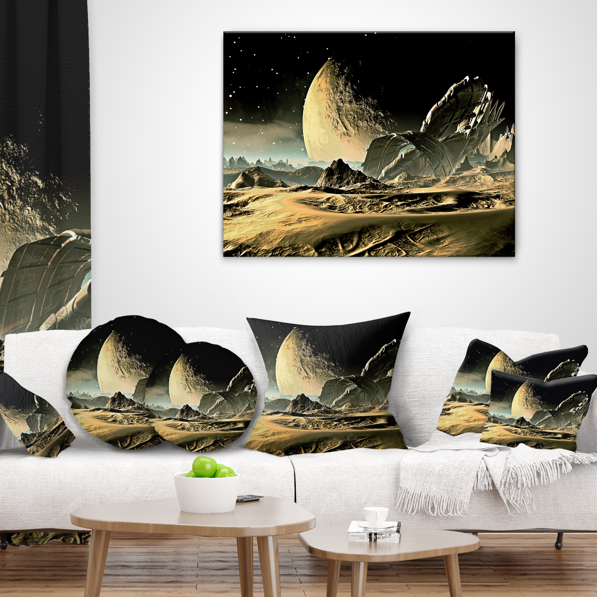 Designart Crashed Spaceship - Contemporary Throw Pillow - 16x16