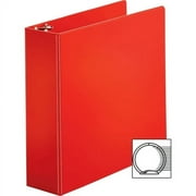 Business Source Basic Round Ring Binders 3" Binder Capacity - Letter - 8 1/2" x 11" Sheet Size - Round Ring Fastener(s) - Vinyl - Red - 1.68 lb - 1 Each
