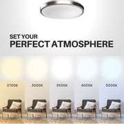 DYMOND Dimmable 13 LED Ceiling Light Adjustable Color Temperature Flush Mount Brushed Nickel Ring