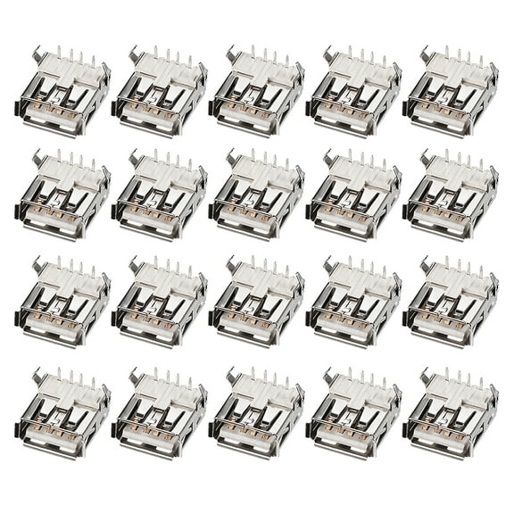 PCB USB Connector Type-A 2.0 Female Jack 90 Degree Horizontal Insert 20 pcs