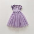 thumbnail image 4 of MKOSPLRT Girls Flutter Sleeve Tulle Dresses Cute Bowknot Midi Tutu Dress Ruffle A Line Pageant Birthday Party Gowns Kids Easter Outfits Purple 5-6 Years, 4 of 5