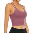 thumbnail image 4 of YouLoveIt Women's Sports Bra Stretch Cami Tank Top Padded Wireless Cross Back Yoga Bra Yoga Vest Seamless Short Camisoles Women Tank Top Cami Sport Yoga Bras, 4 of 8