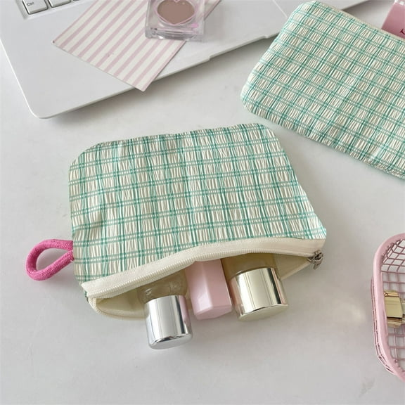 PONPRNGY Mini Makeup Bag, Nylon Small Makeup Bag for Purse Portable Small Zipper Pouch Cute Fabric Mini Cosmetic Bags for Women Girls Home Travel Lipstick Coin Cards Storage