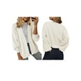 thumbnail image 3 of Women'S Fall Fashion: Front-Open Long-Sleeved Knitted Cardigan Sweater Cream White XXL, 3 of 6