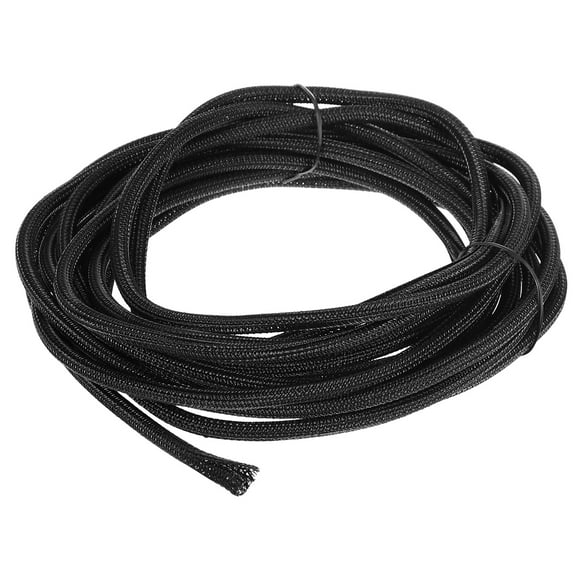 Unique Bargains Gaine de Câble Tressée Extensible 25 Pieds - 1/4 Po, Gestion des Câbles pour Animaux, Noir