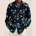thumbnail image 1 of Camisa de manga larga para hombre con estampado 3D de hojas y plantas, camisa informal de moda con solapa y botones, camisa de gran tamaño para primavera y otoño, 1 of 6