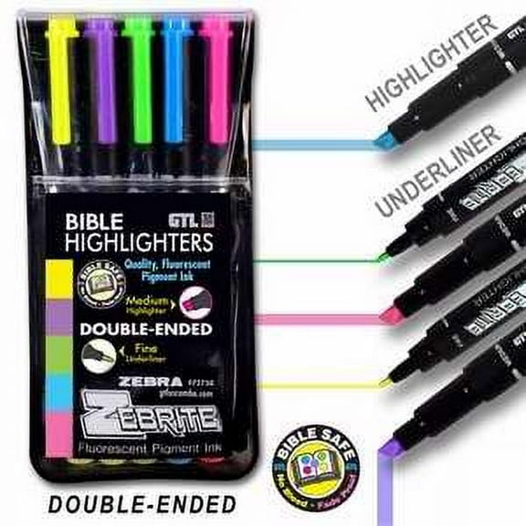 G.T. Luscombe Highlighters, Chisel Point, Assorted Colors, 5 Count