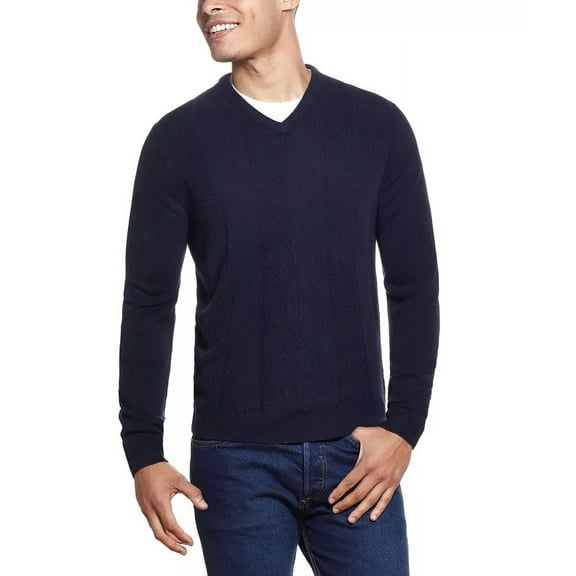 Weatherproof Vintage Men’s Soft Touch V-Neck Sweater, Navy, Small