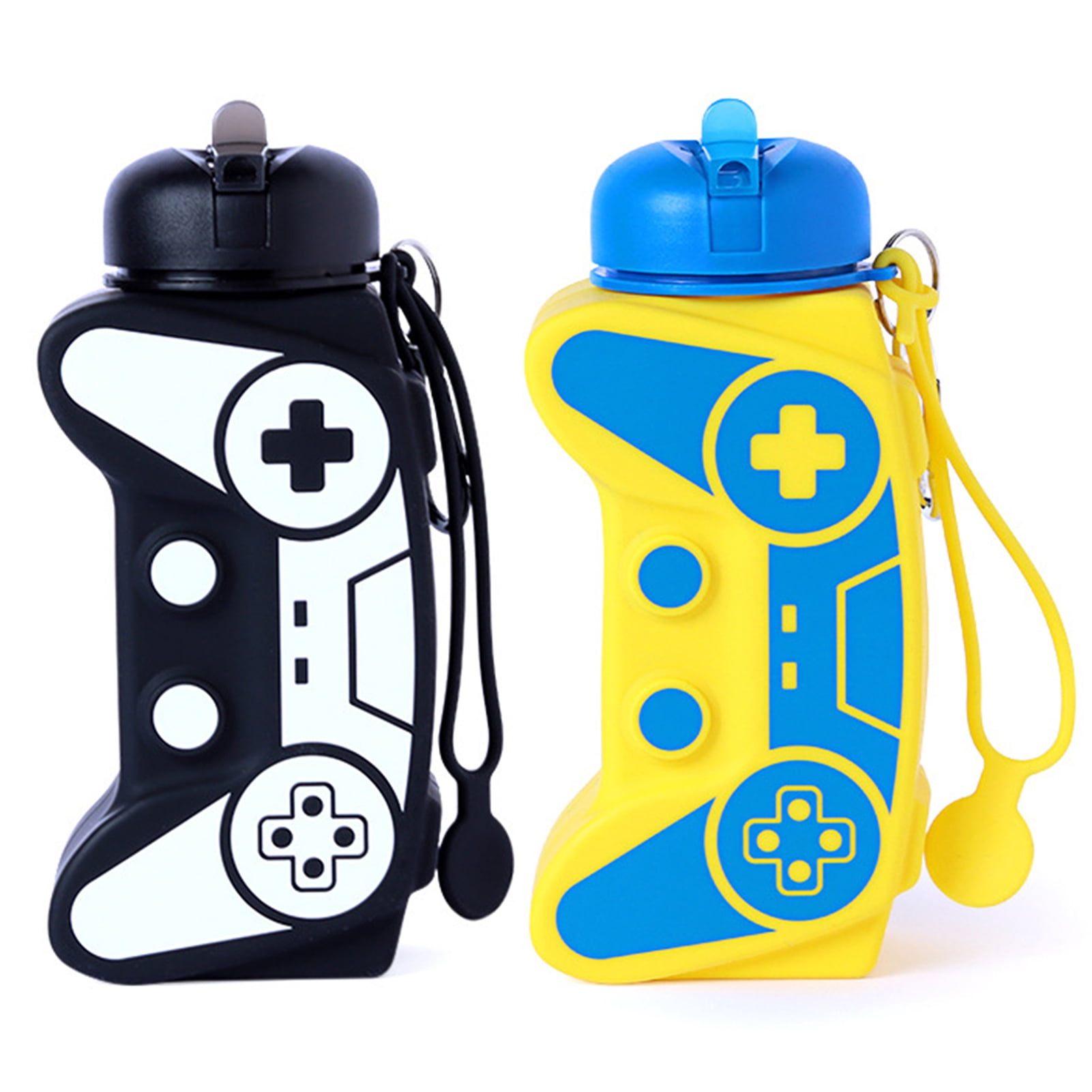 Opolski 600ML Sport Bottle Foldable Food Grade Leakproof Shockproof Anti-drop Large Capacity Game Console Shape Travel School Kids Students Water Bottle With Wrist Strap