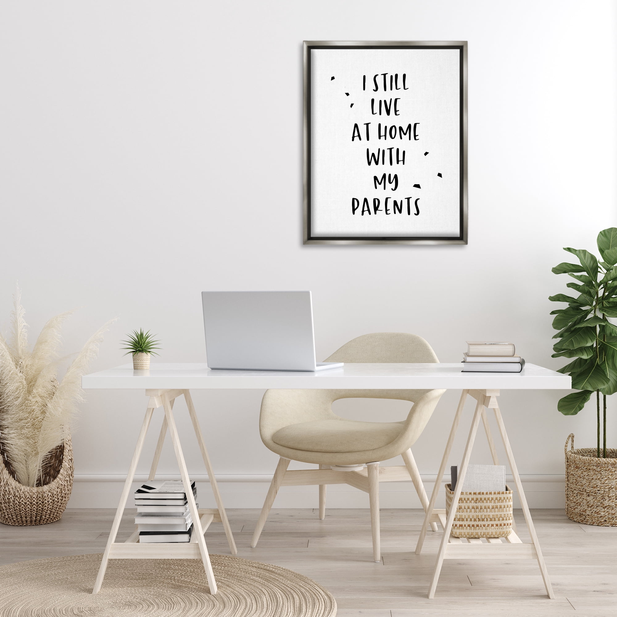 Stupell Industries Live with Parents Phrase Typography Painting Gray Floater Framed Art Print Wall Art, 25 x 31