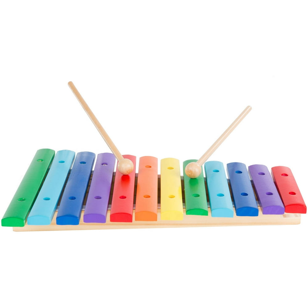 Kids Wooden Xylophone Rainbow Toy Percussion Instrument with Two