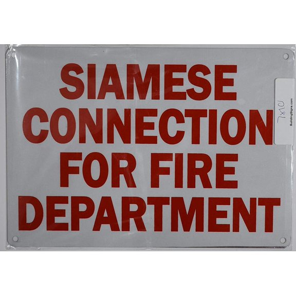 Siamese Connection for FIRE DEPT Sign (Reflective !!!!!!! White,Aluminum 7X10)
