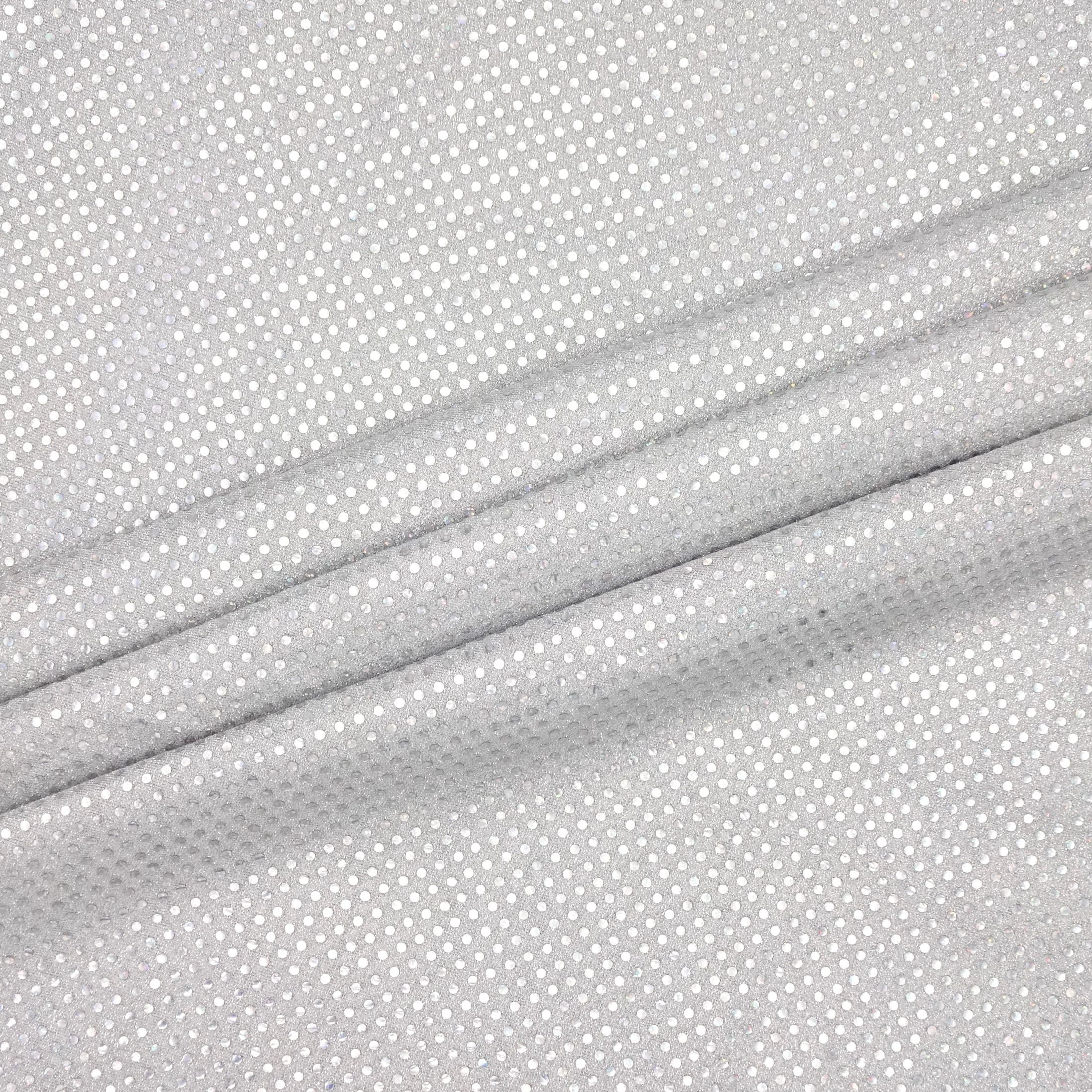 Hello Hobby 38” x 72” 83% Polyester 17% Metallic Small Dot Sequin 2 Yard Precut Fabric, White-Silver, 38" Wide for Sewing & Crafting