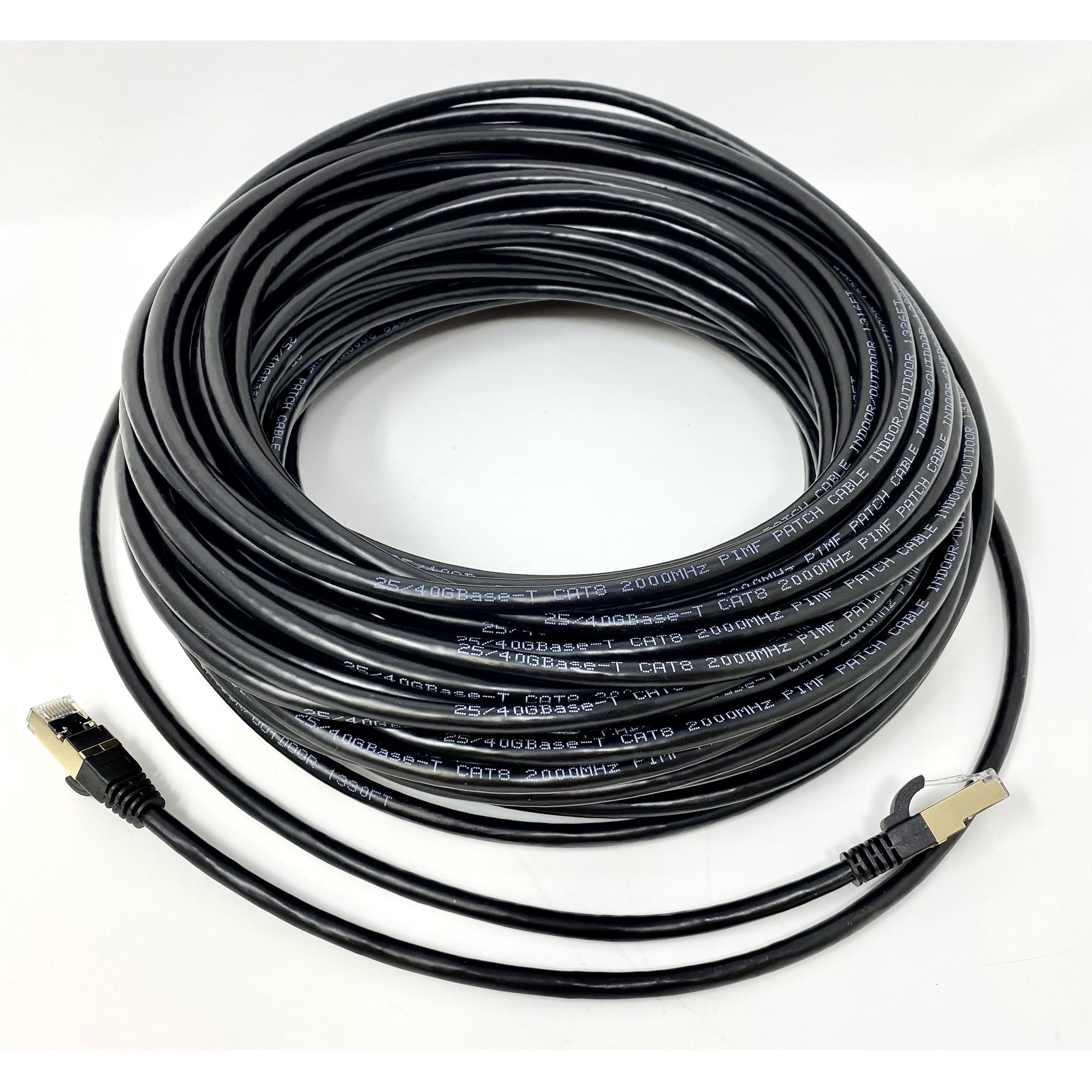 RiteAV - Cat8 Indoor/Outdoor, High Speed, Heavy Duty Ethernet Cable, UV Resistant, Weatherproof, S/FTP, 40Gbps, 2000 MHz, Gold Plated RJ45 Connectors for Modem/Router/Gaming - 60FT
