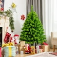 thumbnail image 3 of Costway 4.5FT Pre-Lit Hinged Christmas Tree Green Flocked w/ 392 Tips & 150 LED Lights, 3 of 10