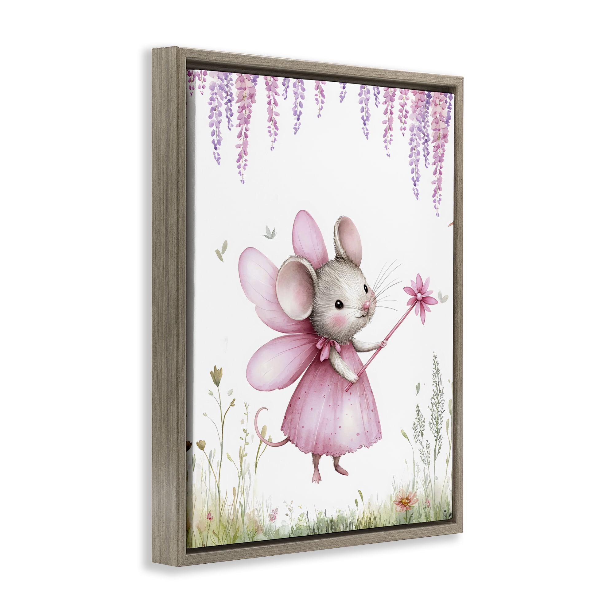 Stupell Industries Woodland Mouse Forest Fairy Brown Framed Floater Canvas Wall Art, design by LSR Design Studio