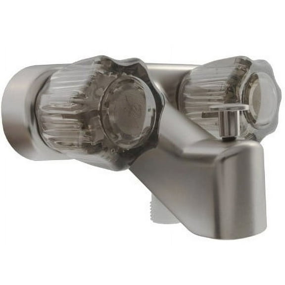 Dura Faucet DF-SA110S-SN Satin Nickel RV Tub And Shower Diverter Faucet With Smoked Knobs