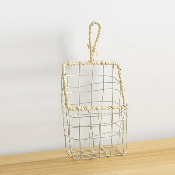 Supvox Silver Wire Basket Hanging Wall Organizer for Kitchen Storage