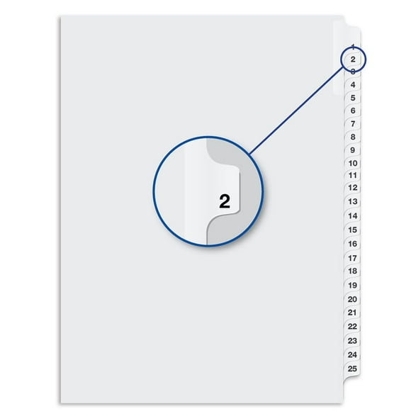 Quest QW1185-1/25-2 Quest Numerical Litigation Index Divider 1 to 12 #2- 1 Each