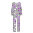 thumbnail image 5 of Summer Savings Clearance!Viikei Womens Sets Clearance,Ladies' Fashion Printed Casual Round Neck Long Sleeve Top Pants Pajama Set Gray XL, 5 of 5