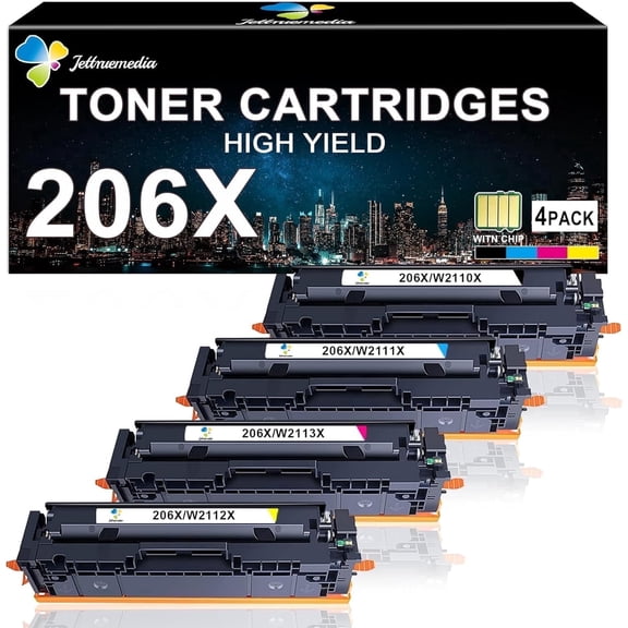 Jettruemedia 206X High Yield Toner Cartridges, Compatible with HP206 Color LaserJet Pro MFP M283fdw M255dw, 4-Pack