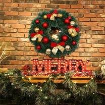 Gcvizuso Christmas Wreath, Christmas Wreath 11.81 Inch Artificial Garland With Bowknot, Sprockets,Red Berries, Flower Gifts For Christmas Party Decor, Front Door Window Wall Wreath