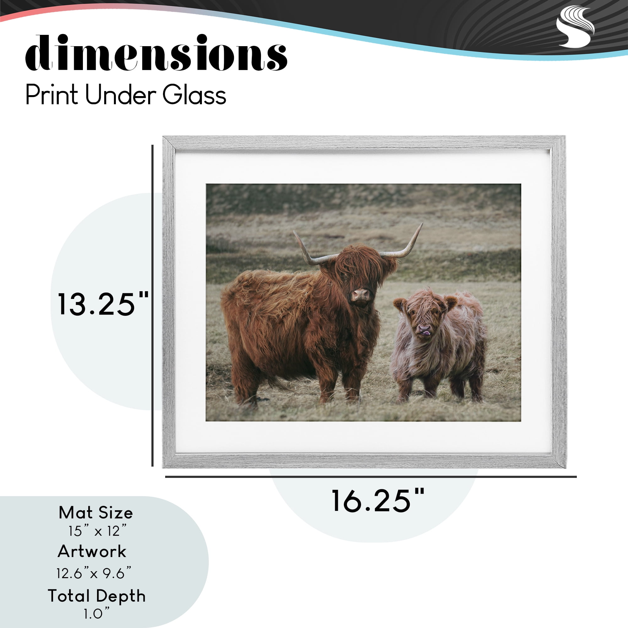 Mom & Baby Cow Gray Framed Print Under Glass, design by Lettered and Lined