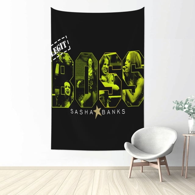Tapiz de Sasha Banks con impresión de póster para colgar en la pared, arte de pared, tapiz para dormitorio, sala de estar, pasillo, dormitorio, decoración del hogar, 60 x 40 pulgadas