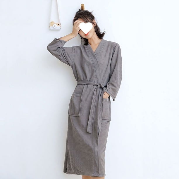 Albornoz de algodón alargado de gran tamaño, camisón de mujer para primavera y otoño, ropa fina para el hogar para las cuatro estaciones, pijamas de pareja para hombre para verano