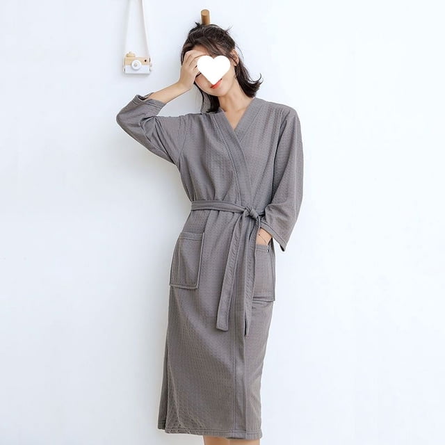 Albornoz de algodón alargado de gran tamaño, camisón de mujer para primavera y otoño, ropa fina para el hogar para las cuatro estaciones, pijamas de pareja para hombre para verano