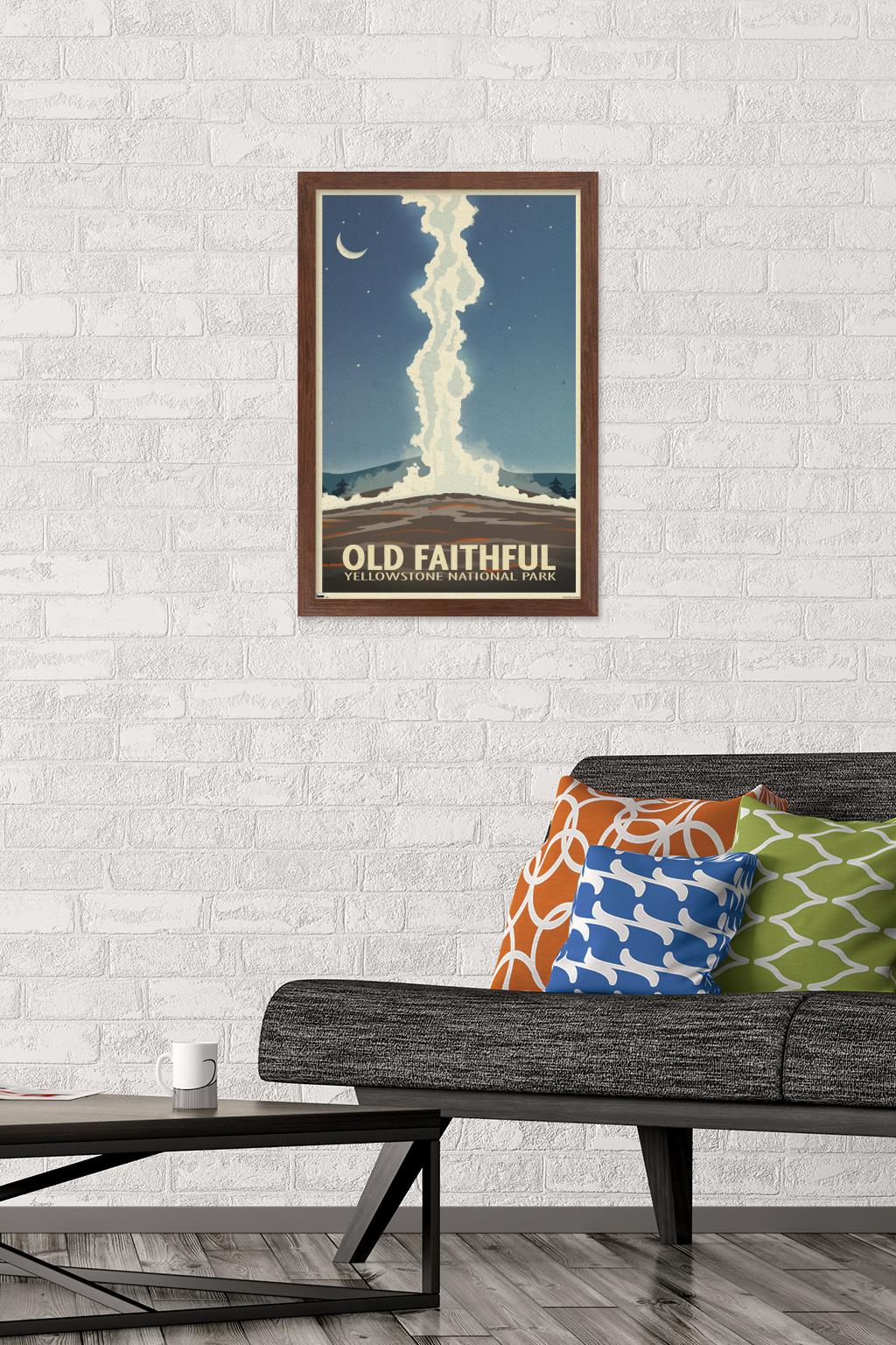 Old Red Truck - Old Faithful Wall Poster, 14.725" x 22.375" Framed