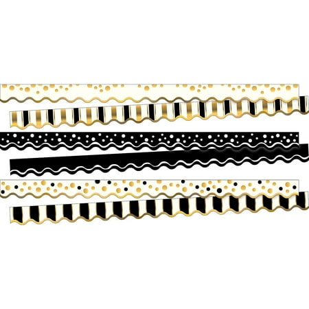 UPC: 0704068040472 | Barker Creek Black & Gold Double-Sided Scalloped 36 x 2 1/2 Border 39/Set 4047