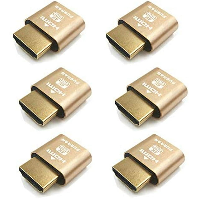 FUERAN HDMI Dummy Plug Display Emulator for Headless 4K Virtual Screen PC 4096x2160@60Hz, 6 Pack